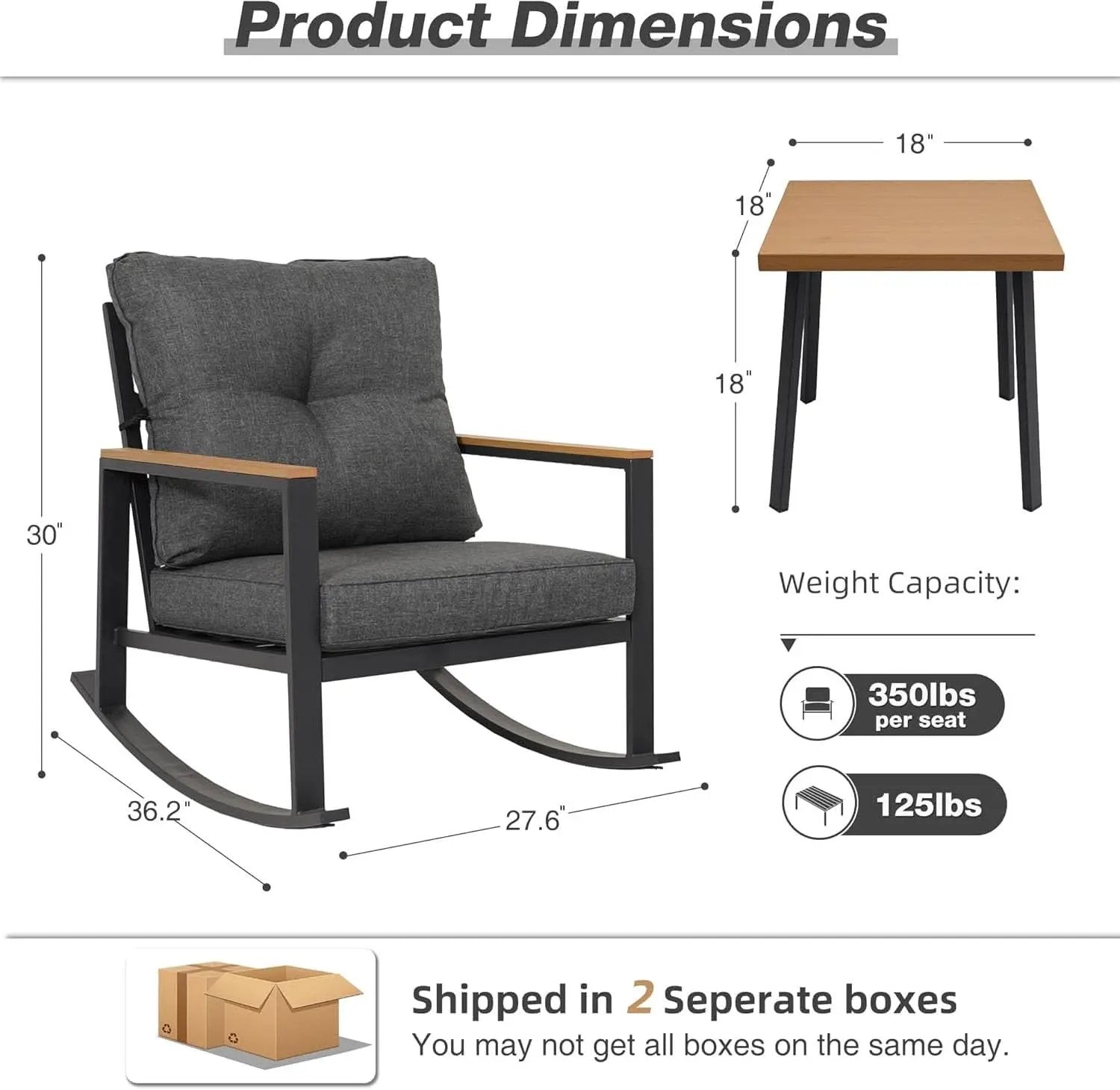 Outdoor Rocking Bistro Set with Thick Cushions from PriceLows™