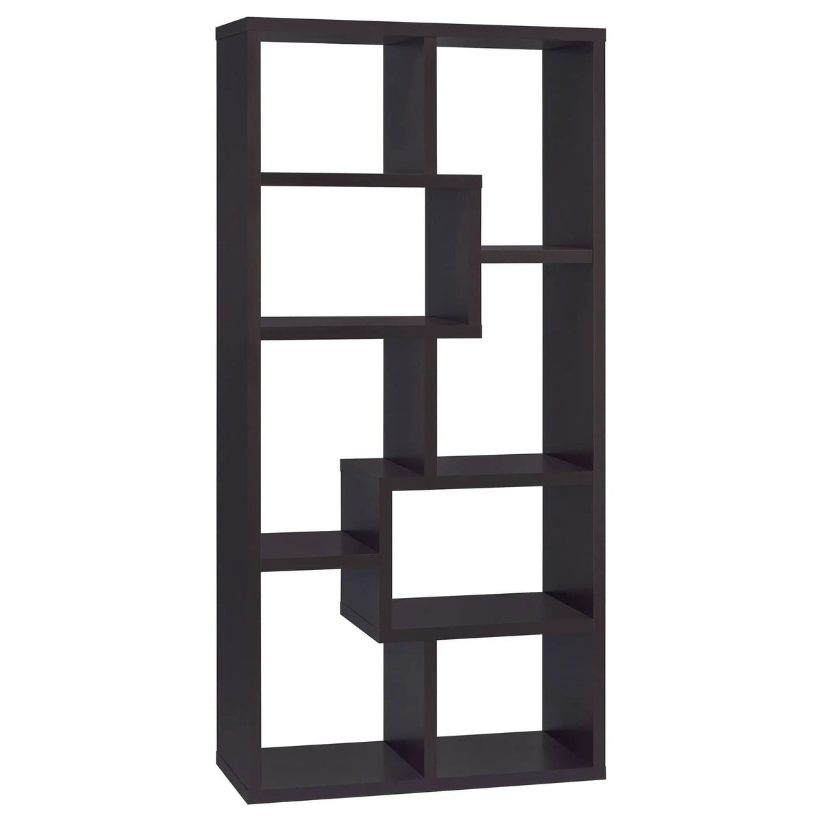 Theo 71-inch 6-shelf Bookshelf Standard Bookcase | 35 x 11.75 x 70.75 in | Engineered Wood & Veneer | Cappuccino