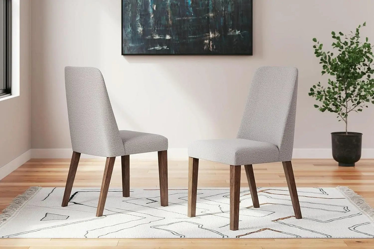 Lyncott Upholstered Side Dining Chair Set of 2 Cream Brown Foam Cushion from PriceLows™
