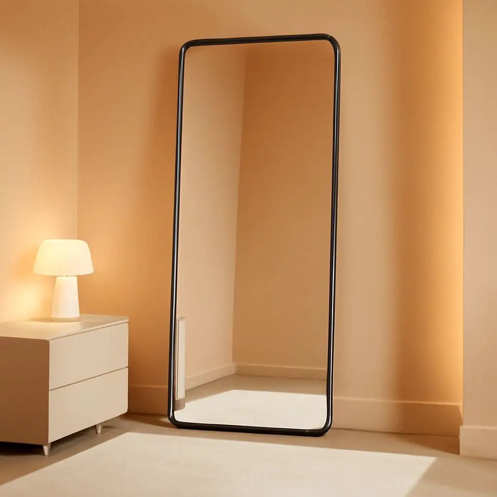 Full Length Floor Mirror 56 Inch Tall Black Freestanding from PriceLows™