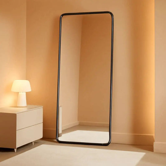Full Length Floor Mirror 56 Inch Tall Black Freestanding from PriceLows™
