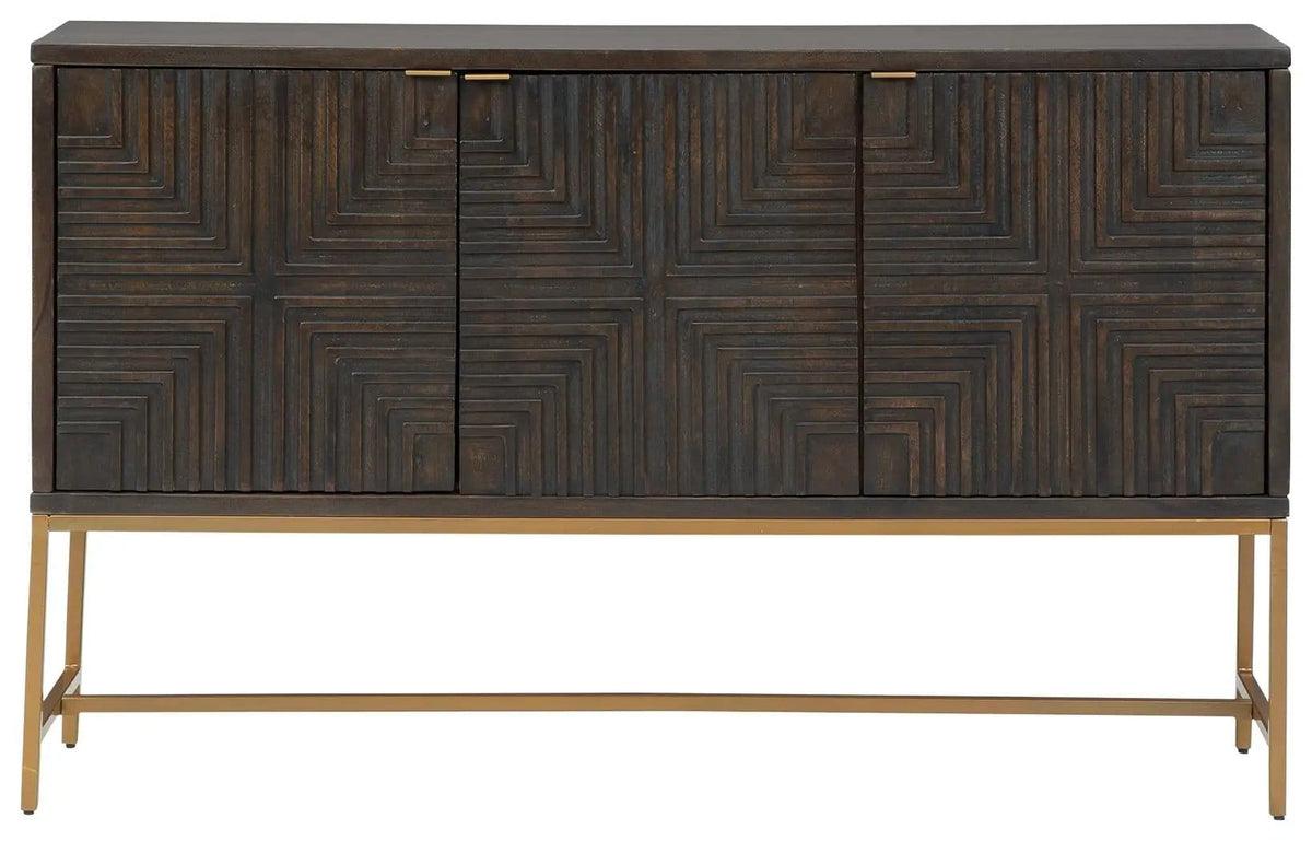 Elinmore Accent Cabinet | 57.88 x 16 x 36.25 in | Engineered Wood & Metal | Brown / Gold Finish