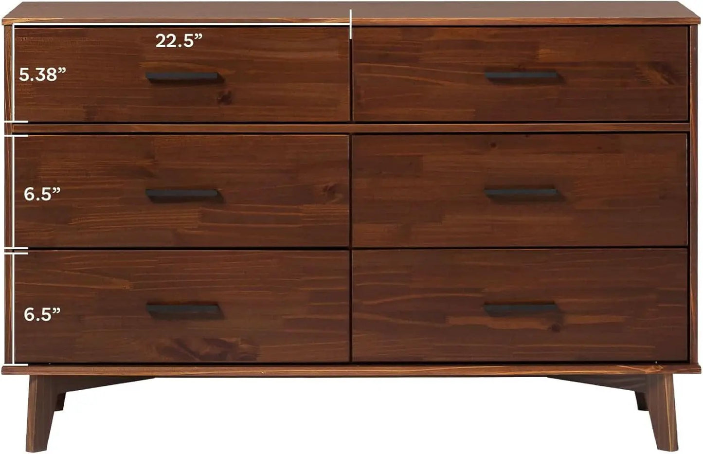 6 Drawer Solid Pine Wood Dresser With Walnut Finish from PriceLows™