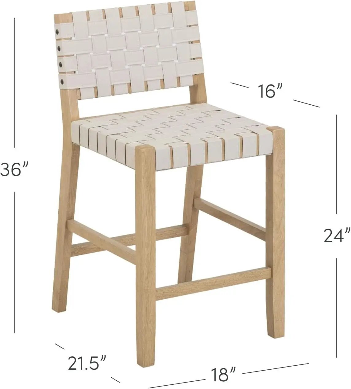 Mid Century Modern Bar Stool With Back In Off White Faux Leather from PriceLows™