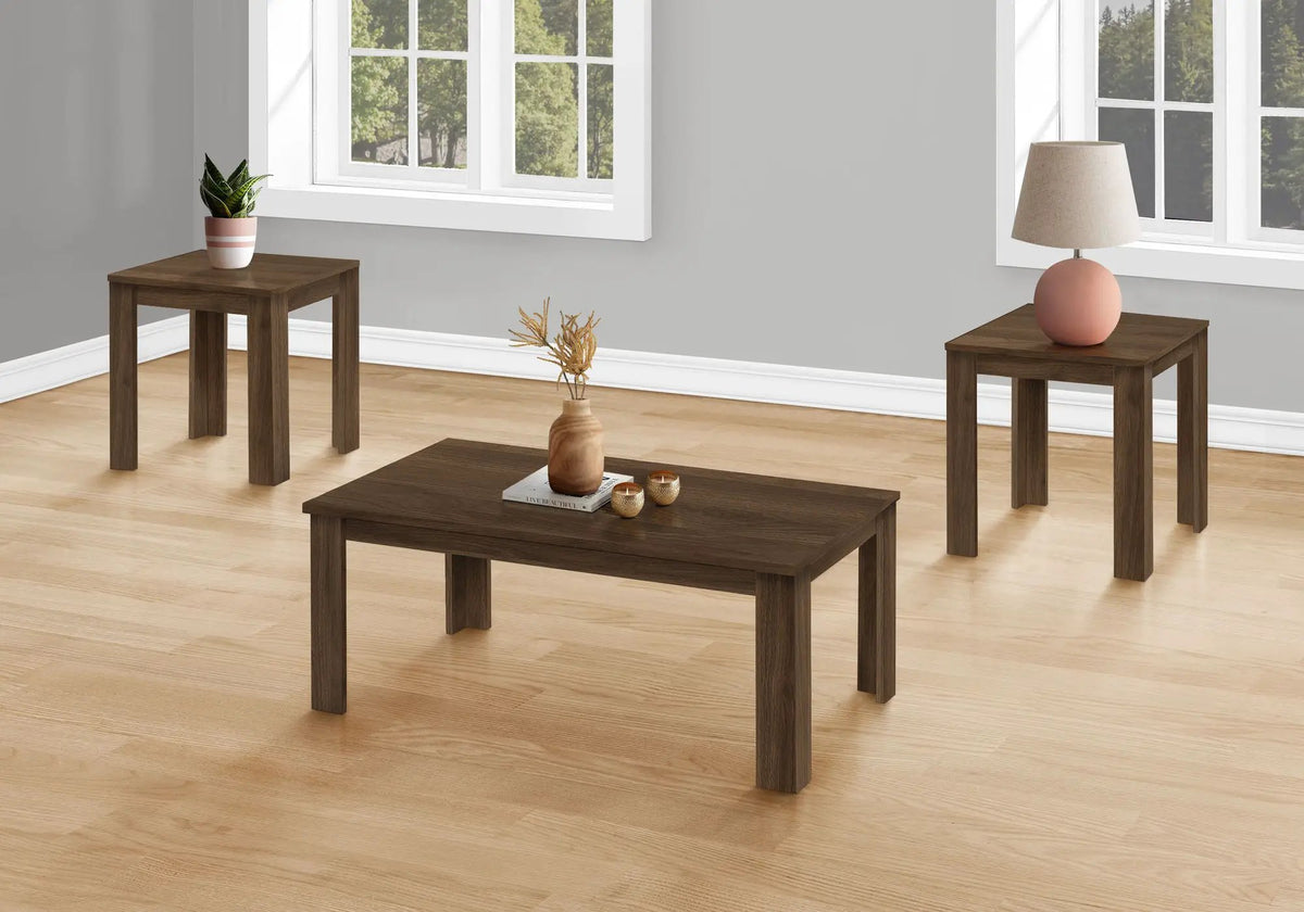 Transitional Coffee Table Set | Set Of 3 | 44 Inch Coffee Table | Two End Tables