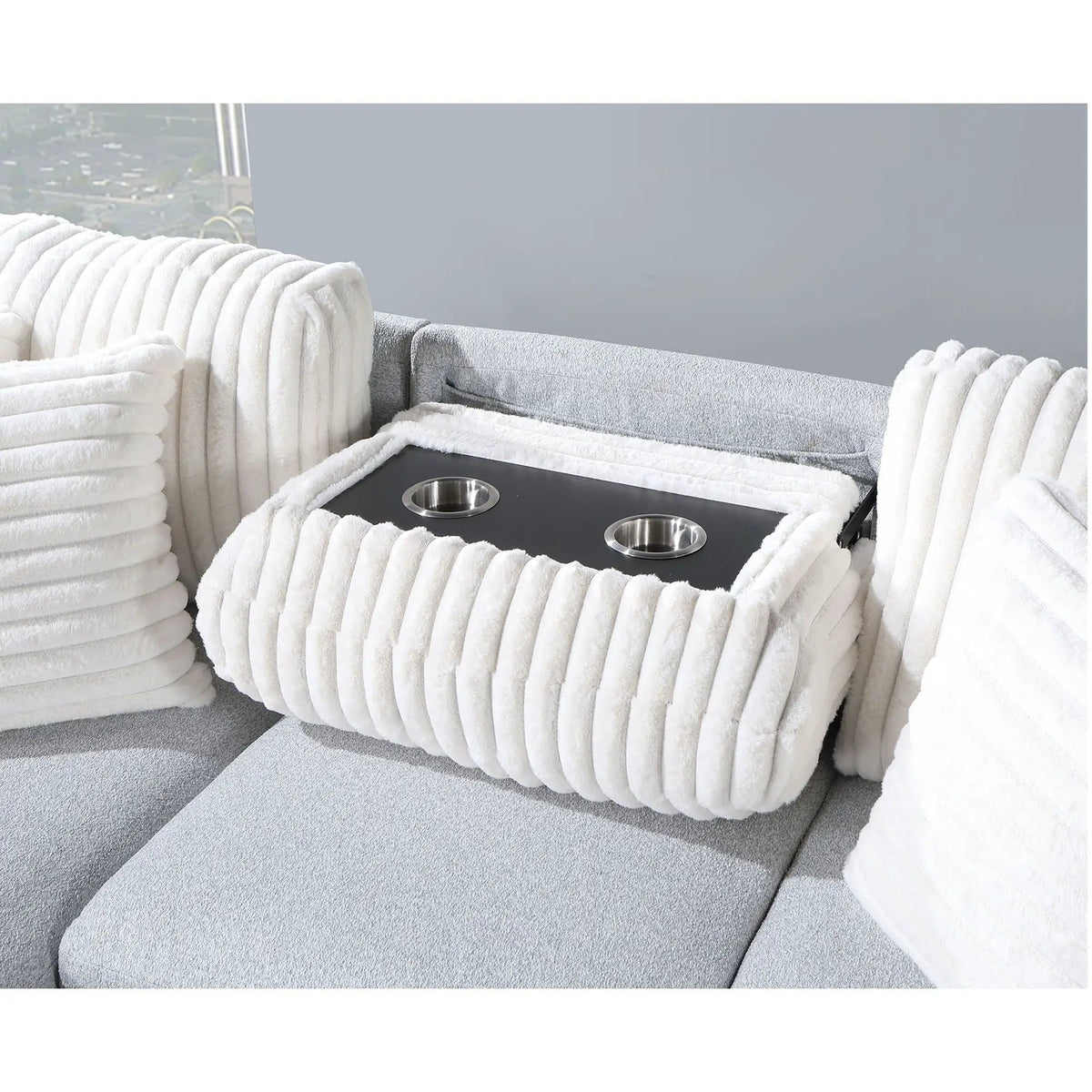 Ford Reversible Pull Out Sofa Bed | Light Gray | Plush Cushioning | Transitional Style