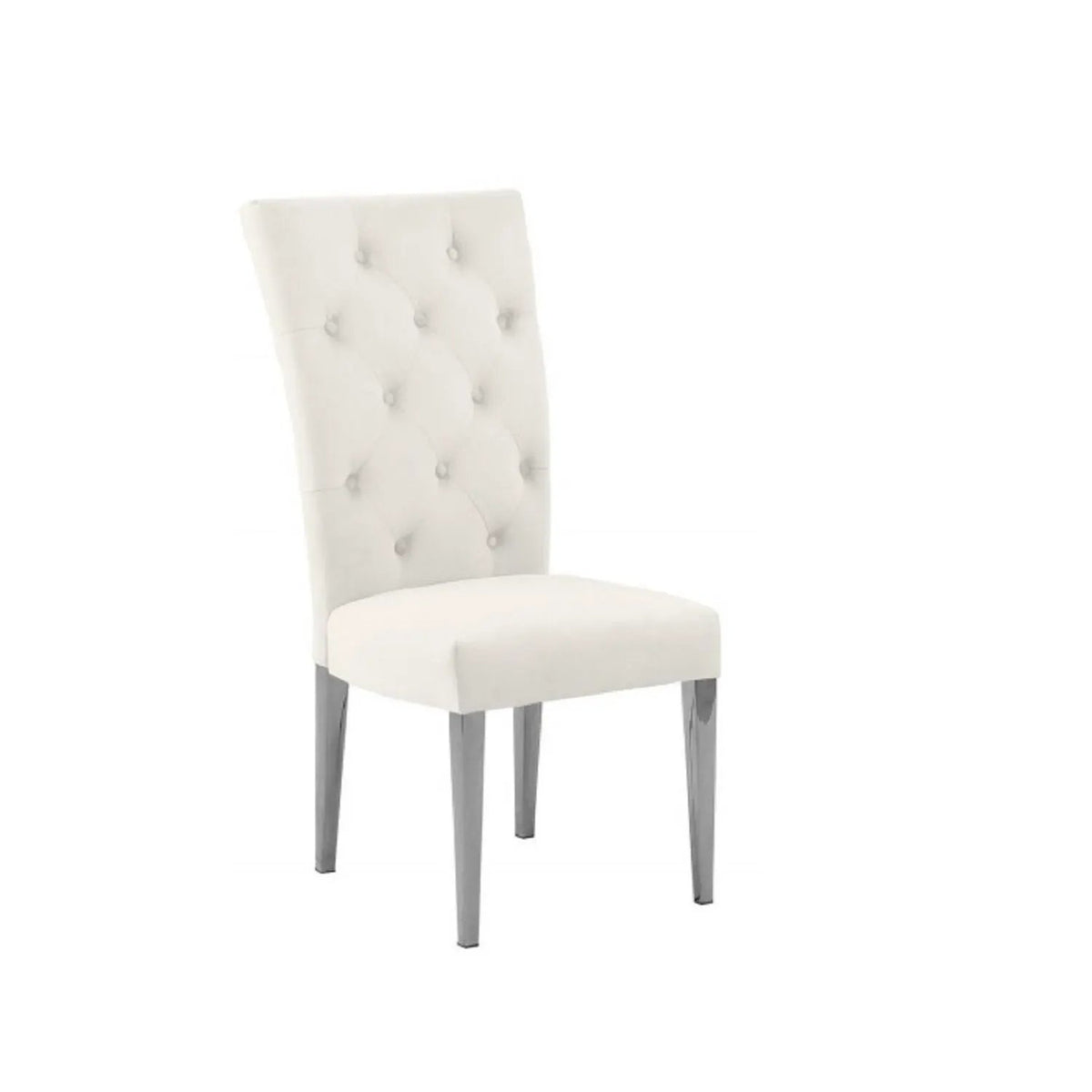 Tufted Dining Chair | Fabric Upholstery | Metal Base | Set Of Two
