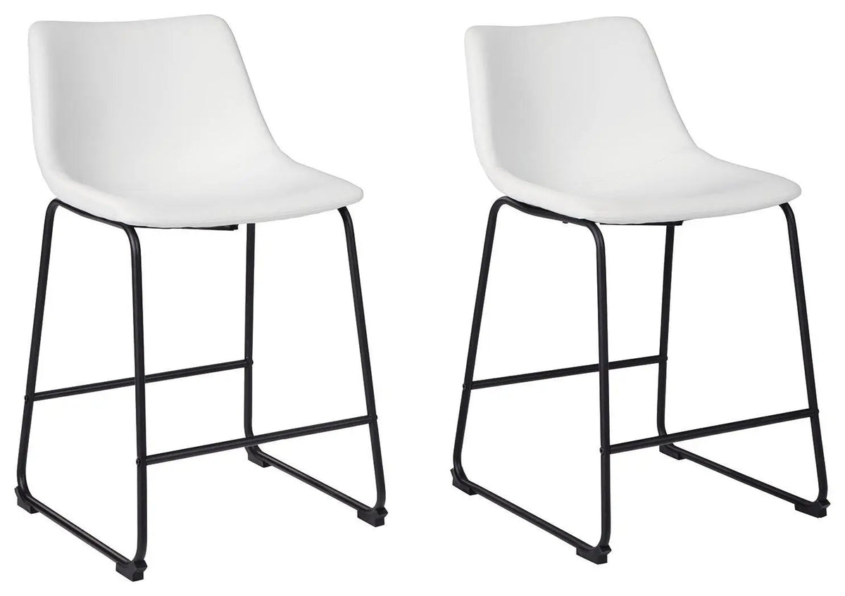 Centiar Upholstered Barstool | Set Of 2 | Contoured Bucket Seat | Tubular Metal Base