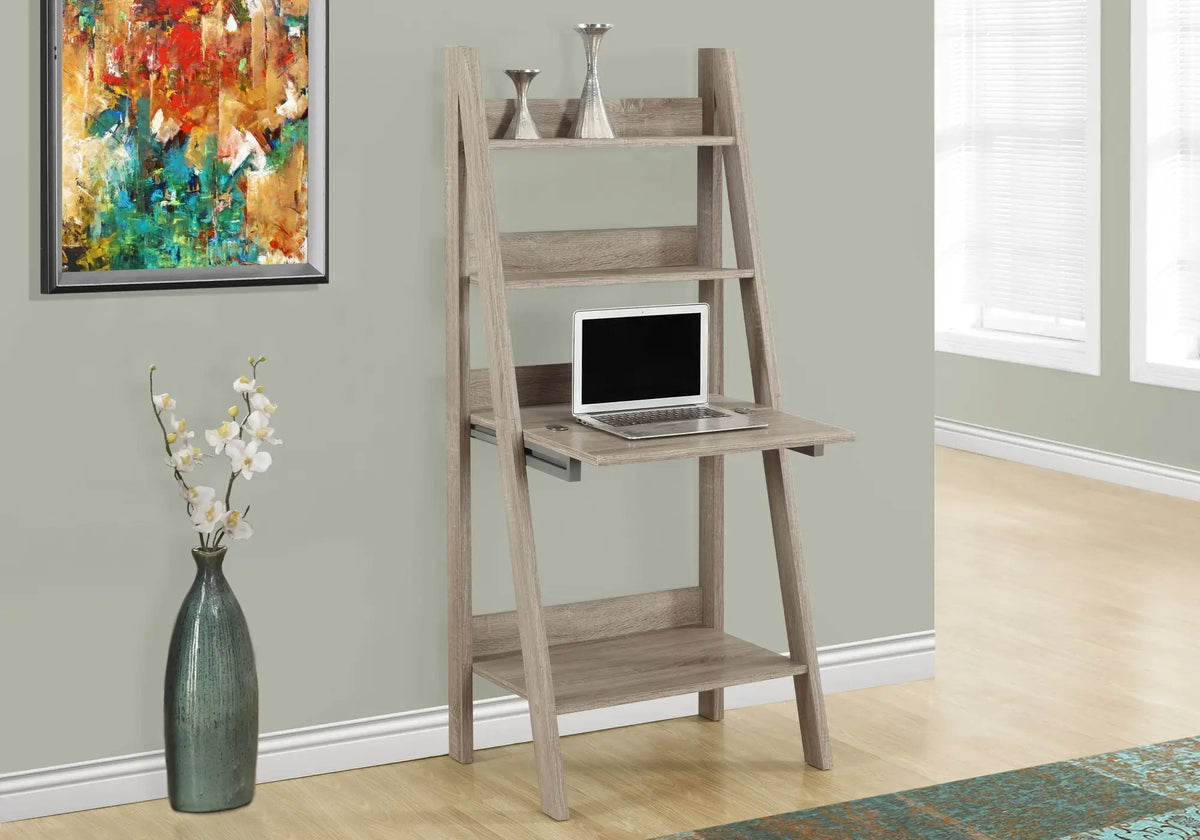 Ladder Style Leaning Desk | 61 Inch Height | Closed Storage Area | Storage Shelves