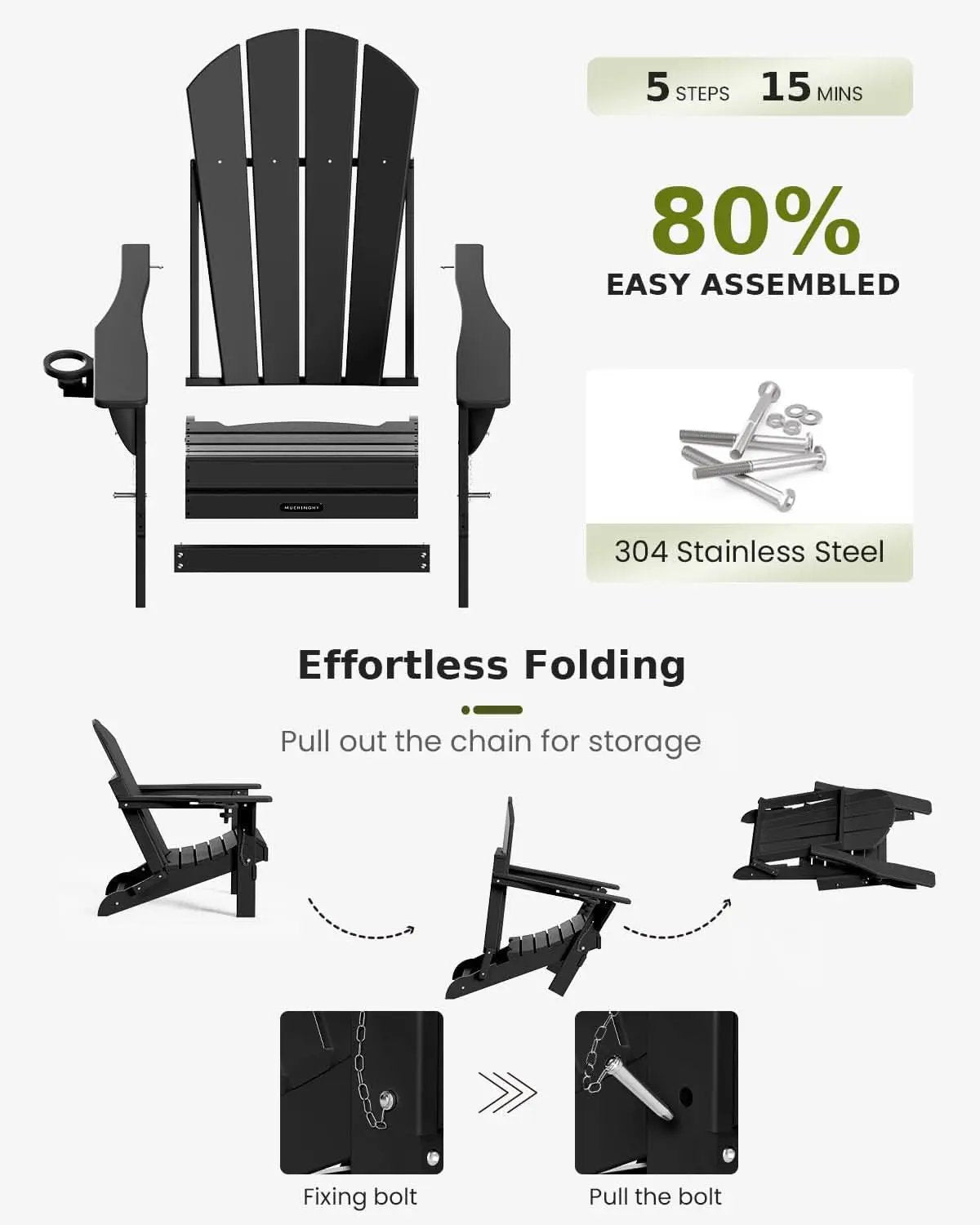 Folding Weather Resistant Adirondack Chairs for Outdoor Relaxation from PriceLows™
