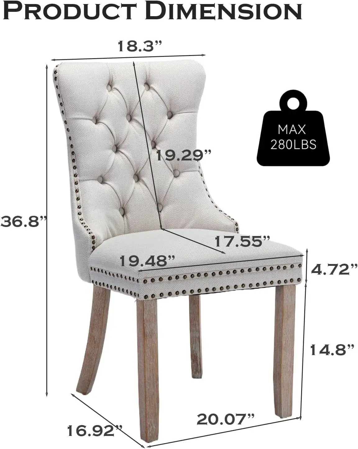 Beige Linen Dining Chairs Set Of 4 With Nailhead Trim from PriceLows™