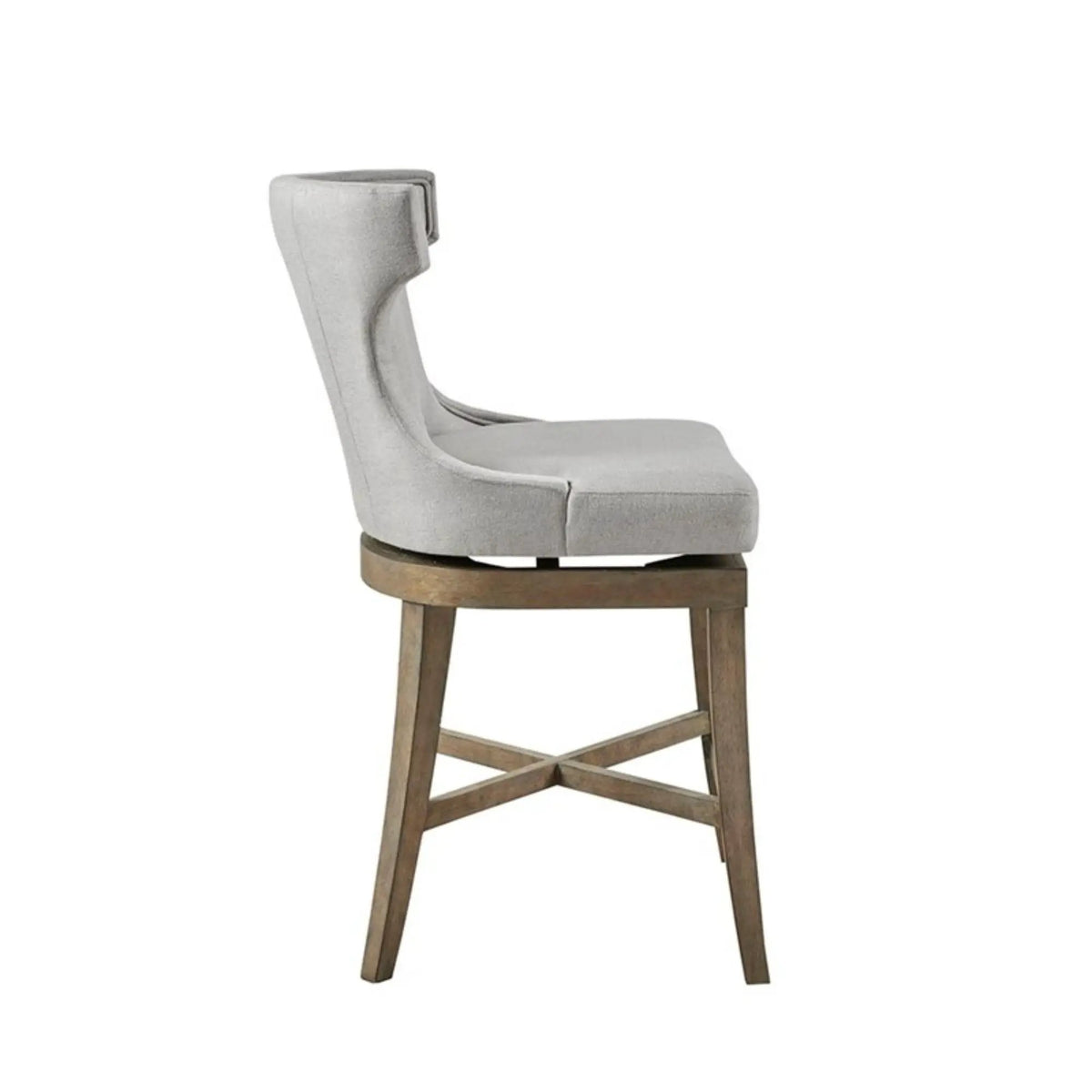 Carson Swivel Counter Stool | Wingback Shape | Piping Details | Solid Wood Legs