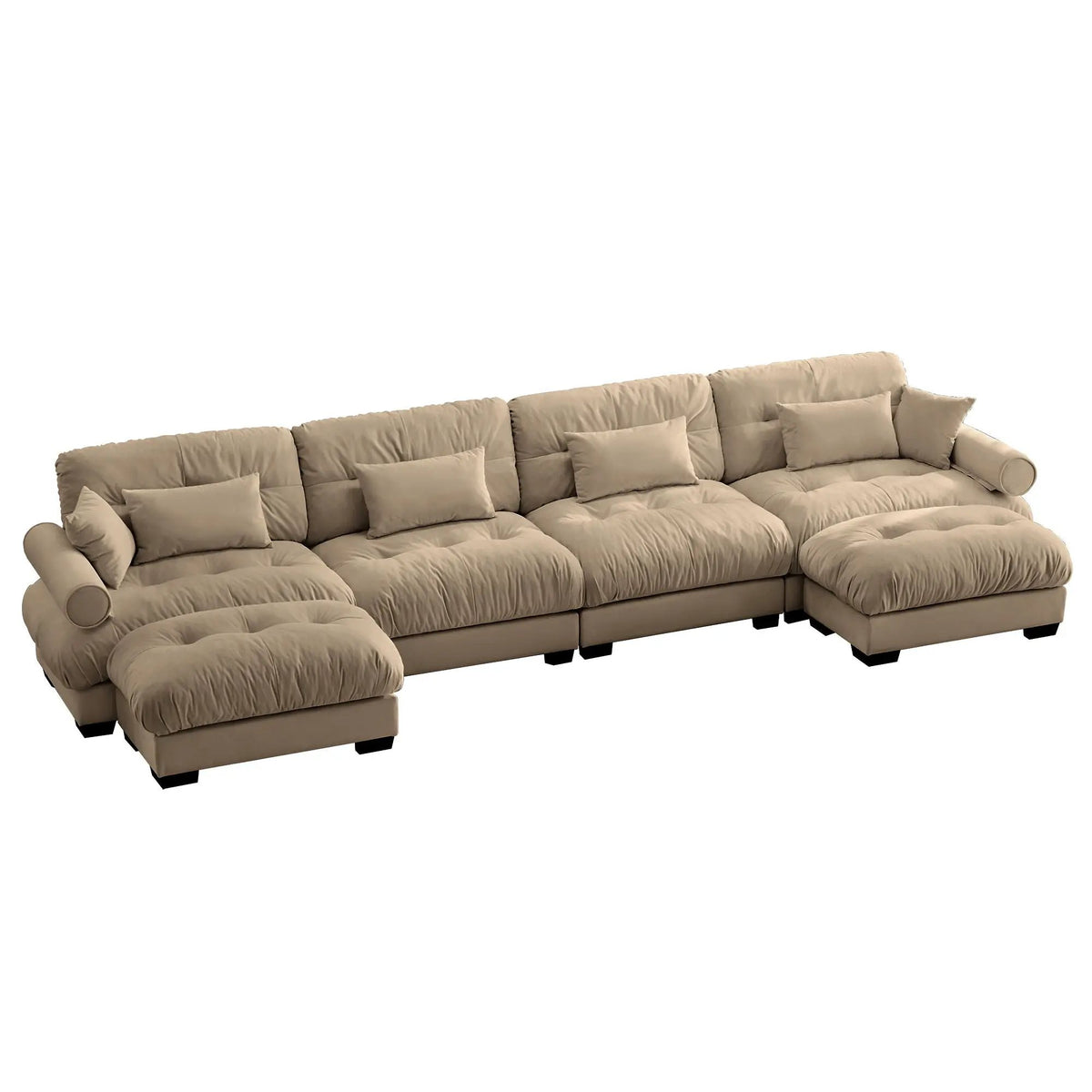 Modern Sectional Sofa | With Ottoman | Deep Seat Cushions | Throw Pillows