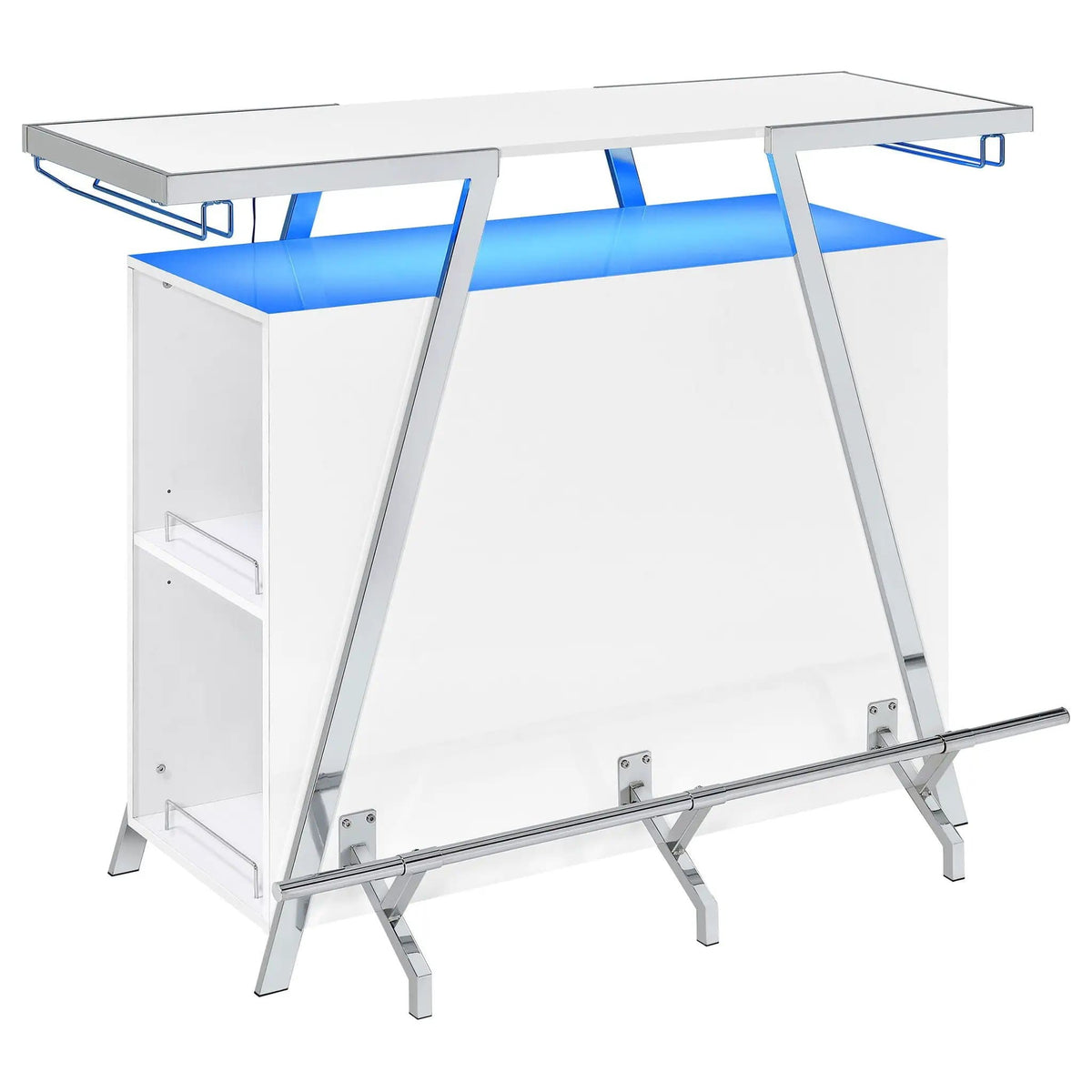 Araceli Freestanding LED Home Bar Cabinet White High Gloss | 52.25 x 21.25 x 41.5 in | Home Furniture | Home
