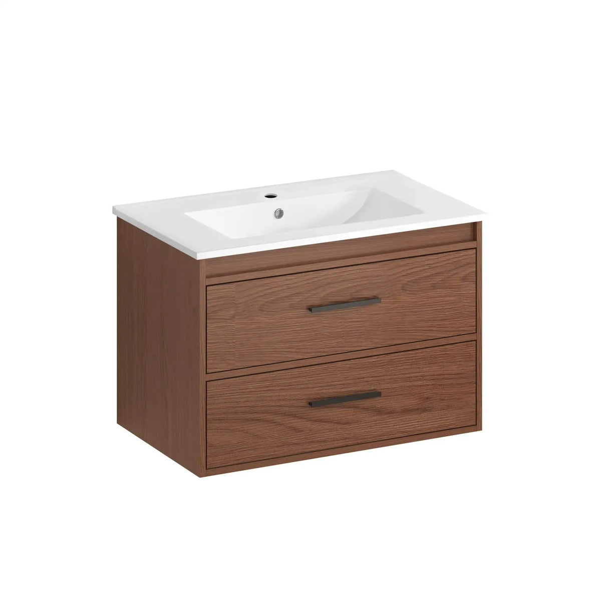 Wall Mounting Bathroom Vanity With Soft Close 2 Drawer, Sink Reddish | Vanity | Ceramic & Mdf | Brown