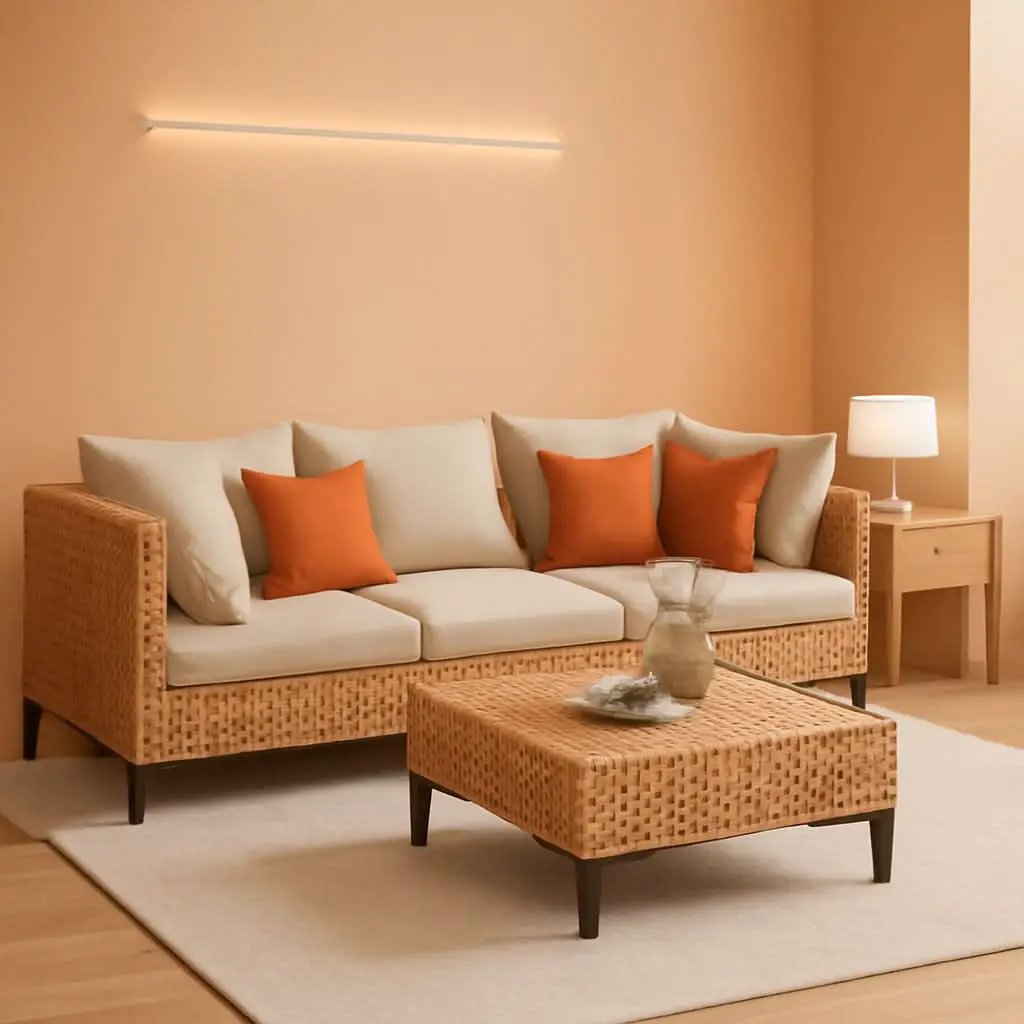 5 Piece Outdoor Patio Set Salmon Orange Wicker Sectional from PriceLows™