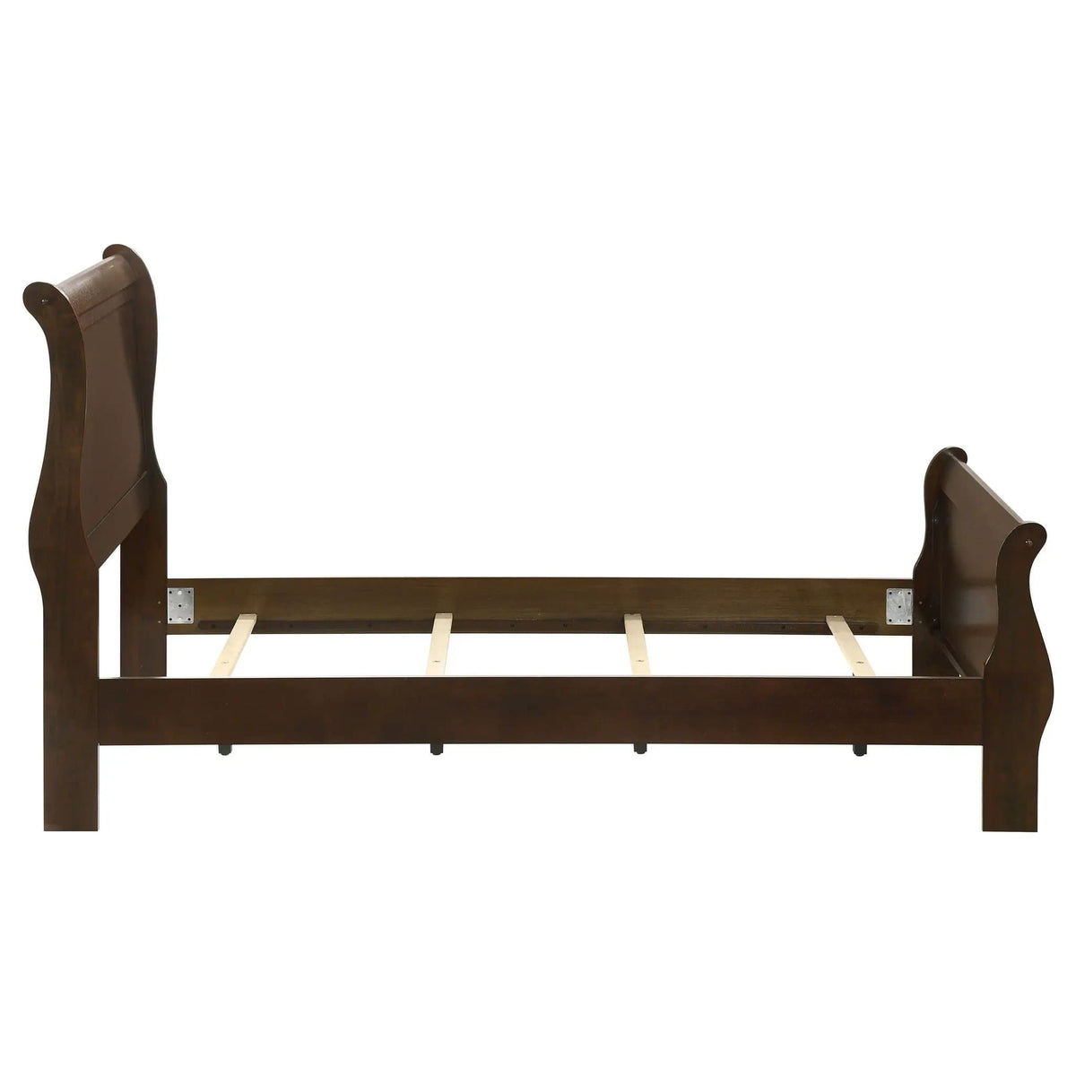Louis Philippe Wood Twin Sleigh Bed | 41.25 x 84.5 x 47.25 in | Wood | Cappuccino