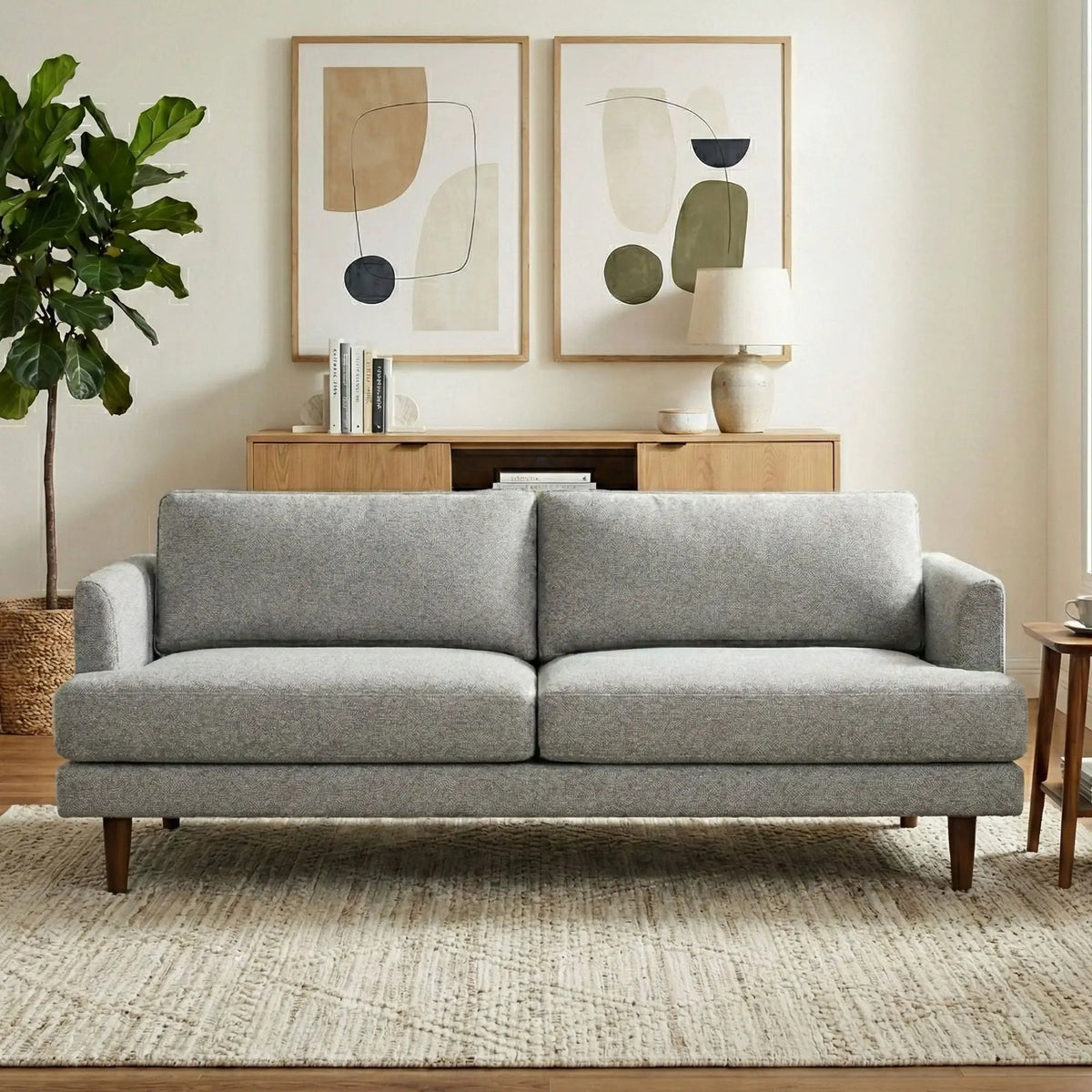 Livingston Upholstered Sofa | Genuine Aniline Leather | 7 Inch Thick Cushions | 76 Inch Length
