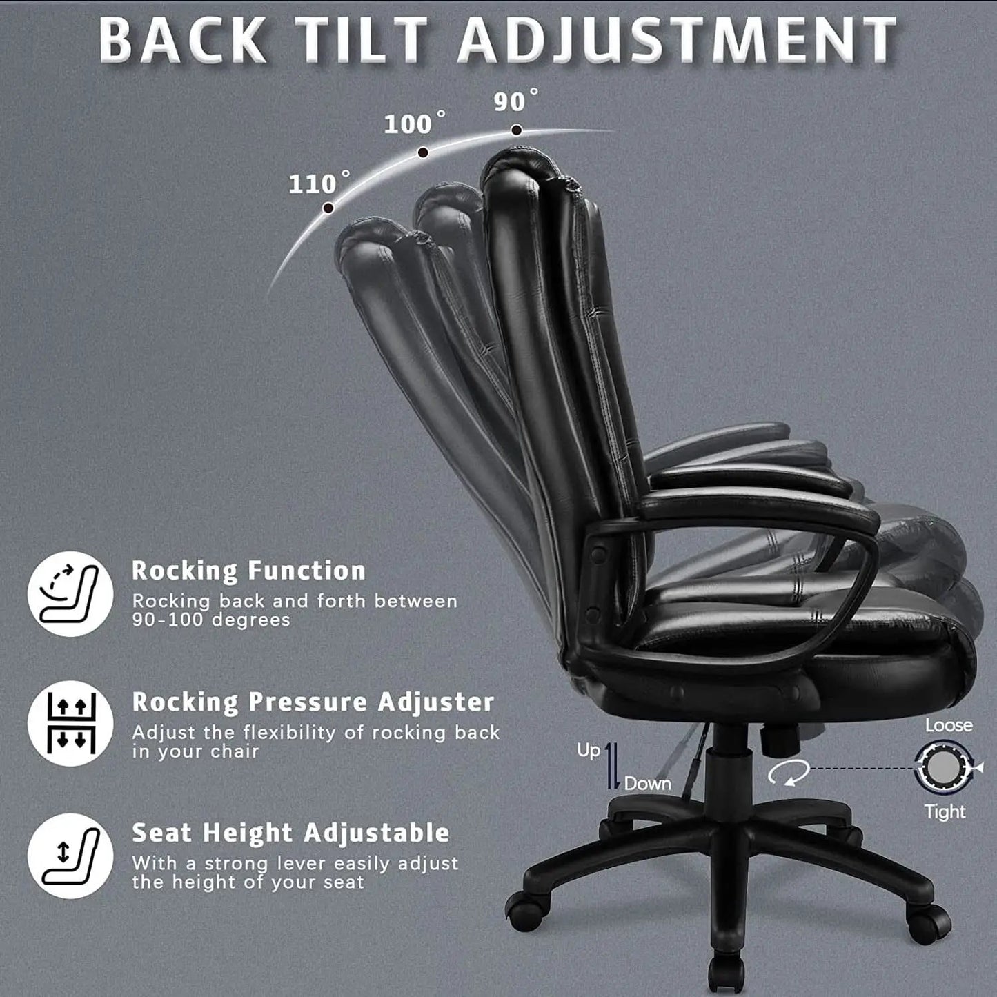 Ergonomic High Back Office Chair for Big and Tall Managers from PriceLows™