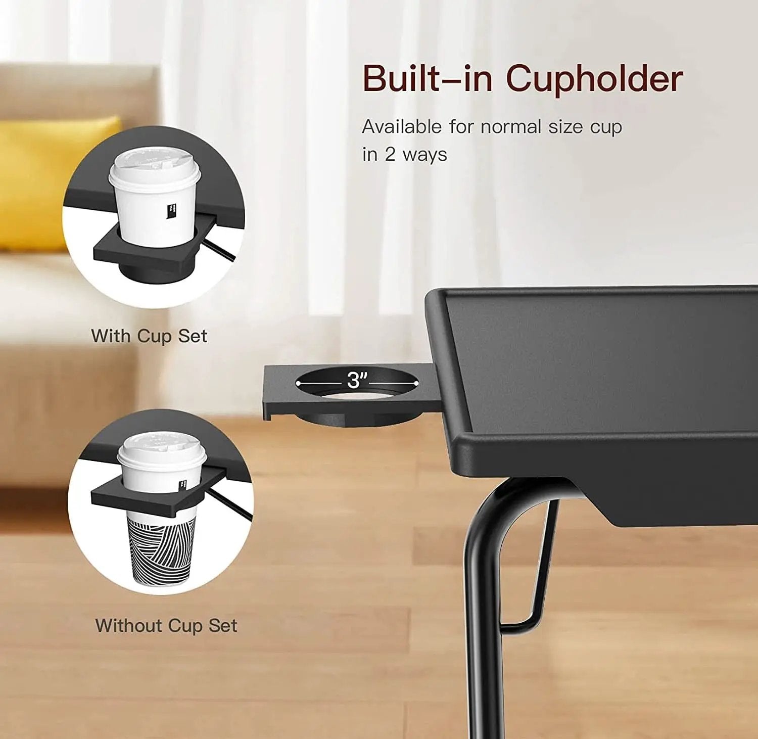 Adjustable TV Tray Table With 6 Height Settings And 3 Tilt Angles Black from PriceLows™