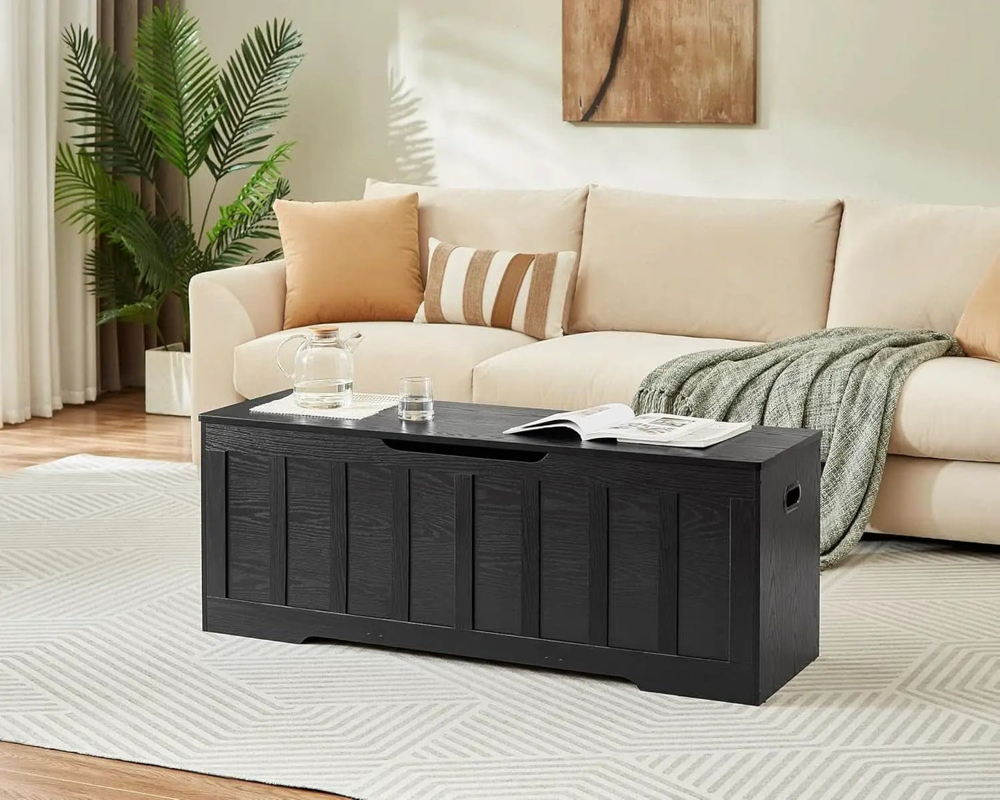 ExtraLarge 51.2 InchesHigh Storage Chest Bench Black from PriceLows™