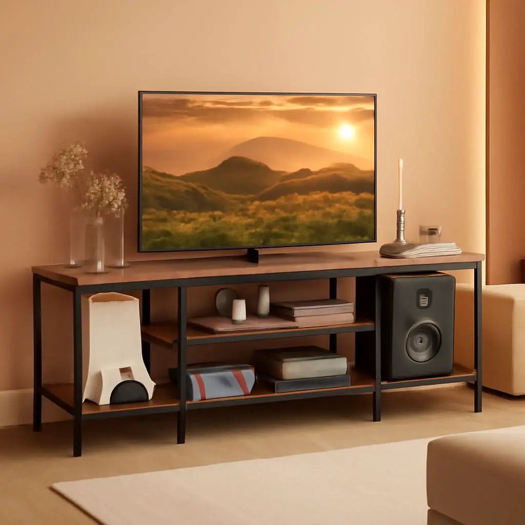 TV Stand With Power Outlets For 65 Inch TV Open Shelves from PriceLows™