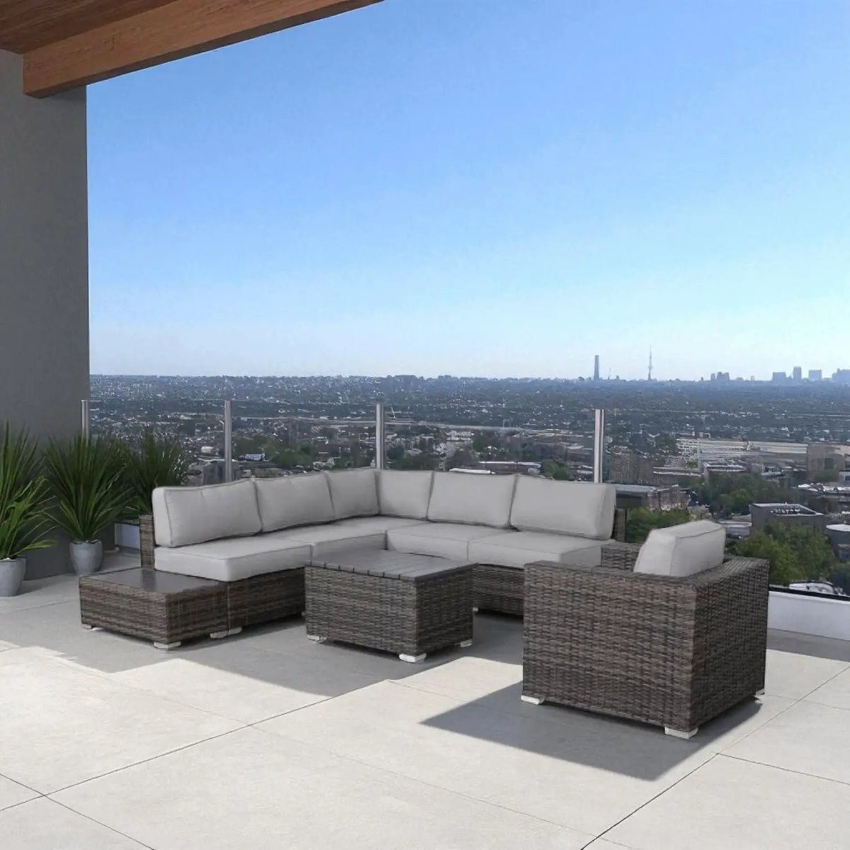 Outdoor Sectional Set | Handcrafted Wicker | Ultra-Soft Cushions | Entertainment Seating