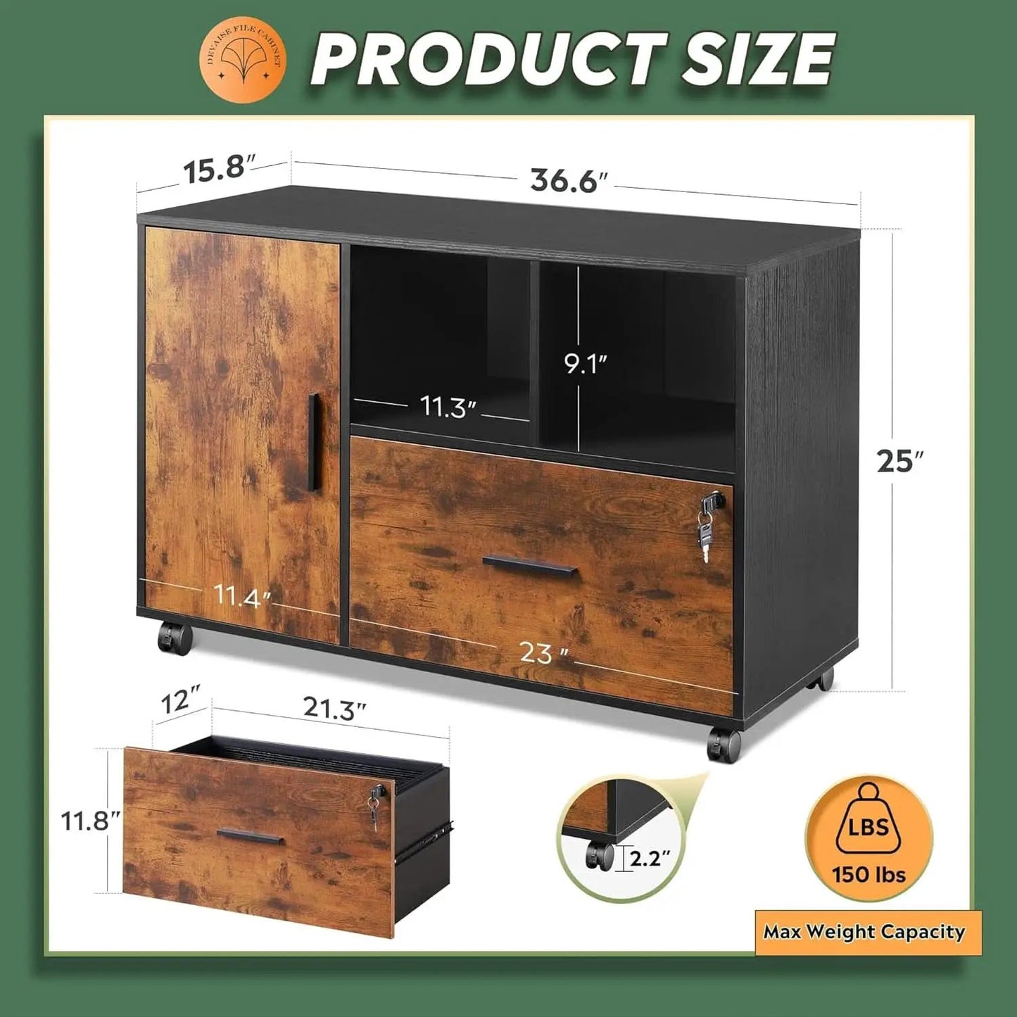 Locking Lateral File Cabinet With Printer Stand System from PriceLows™