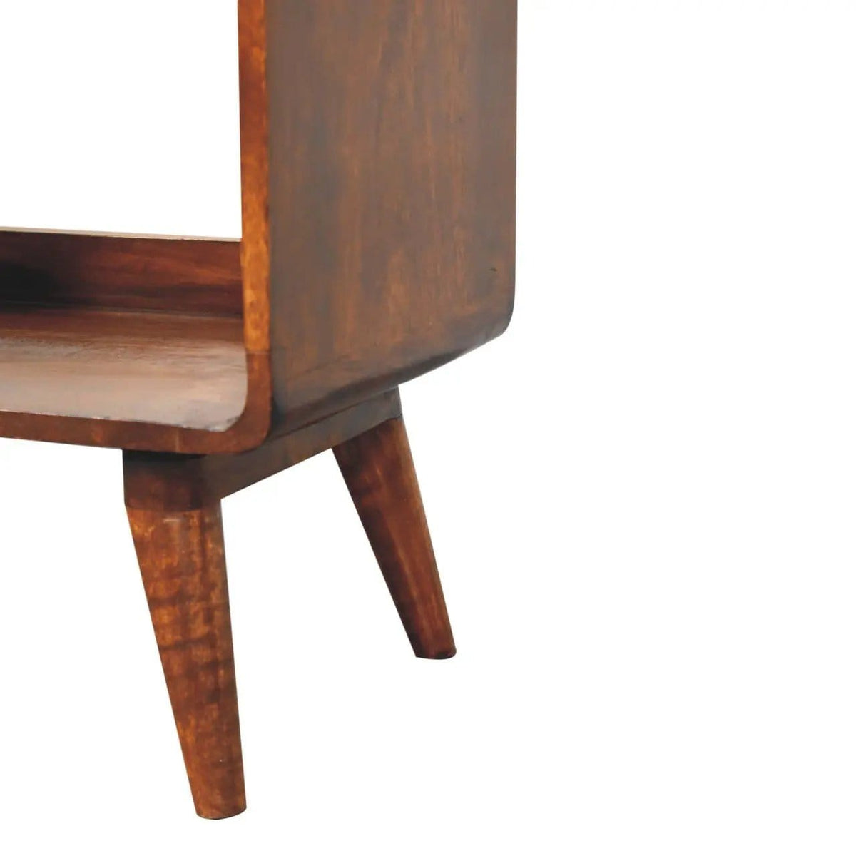 Curved Double Slot Media Unit - TV Stand | 39.37 x 13.78 x 19.69 in | Mango Wood | Dark Brown