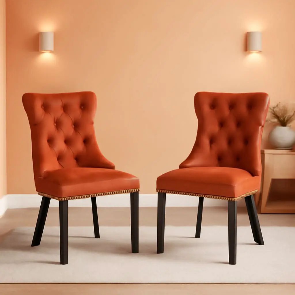Solid Wood Dining Chairs With Nailhead Back Set Of 2 from PriceLows™