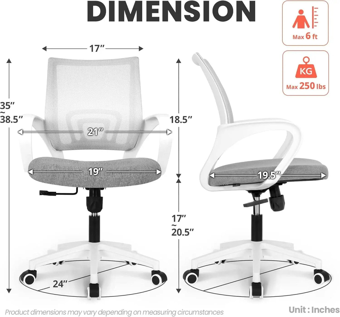 Ergonomic Grey Office Chair With Lumbar Support Mesh from PriceLows™