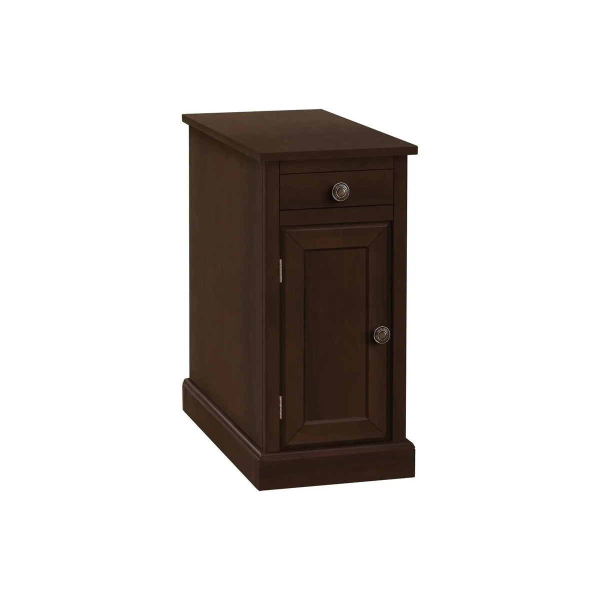 Accent End Table | Storage Drawer | Closed Cabinet | Espresso