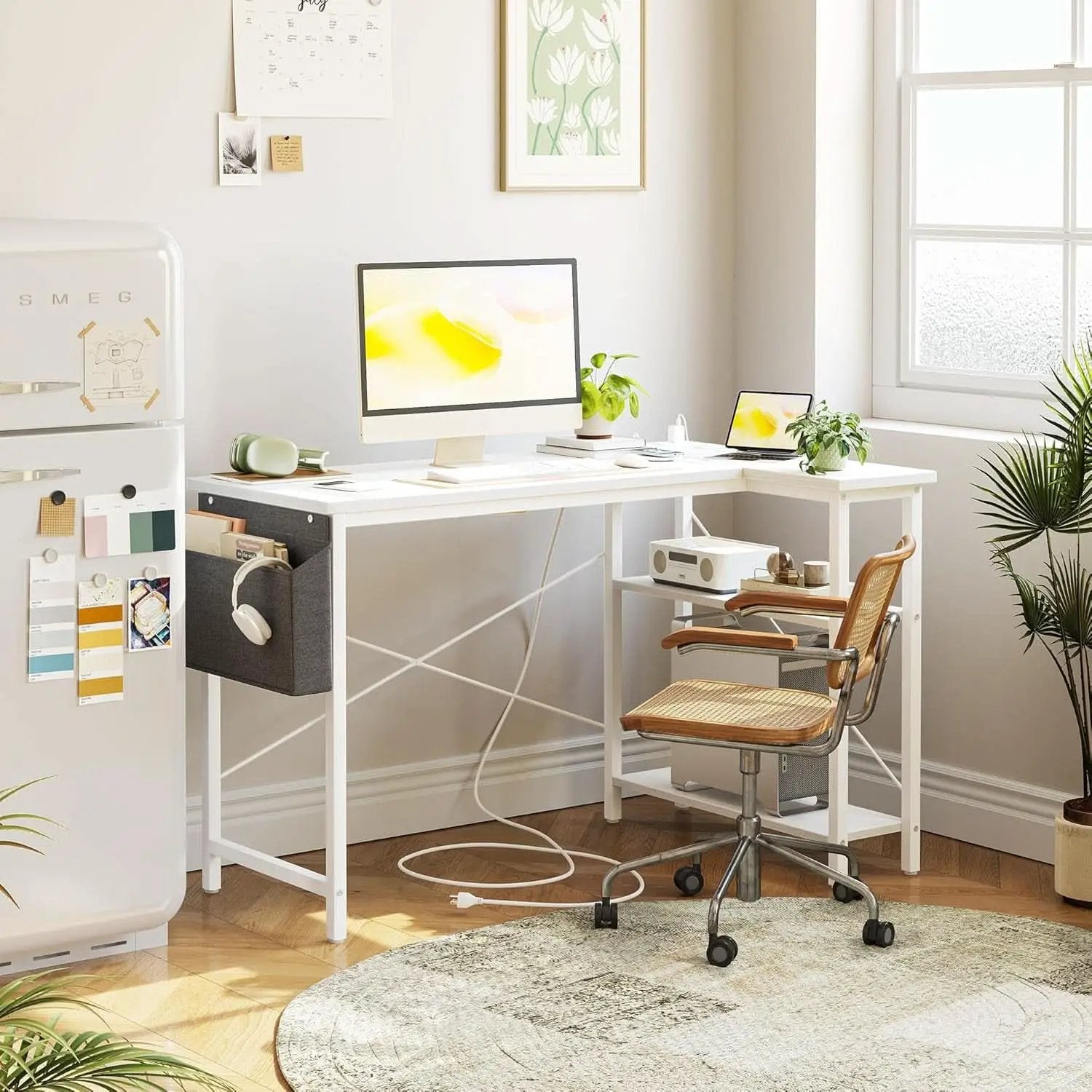 40 Inch L Shaped Desk With Power Outlets For Home Office from PriceLows™