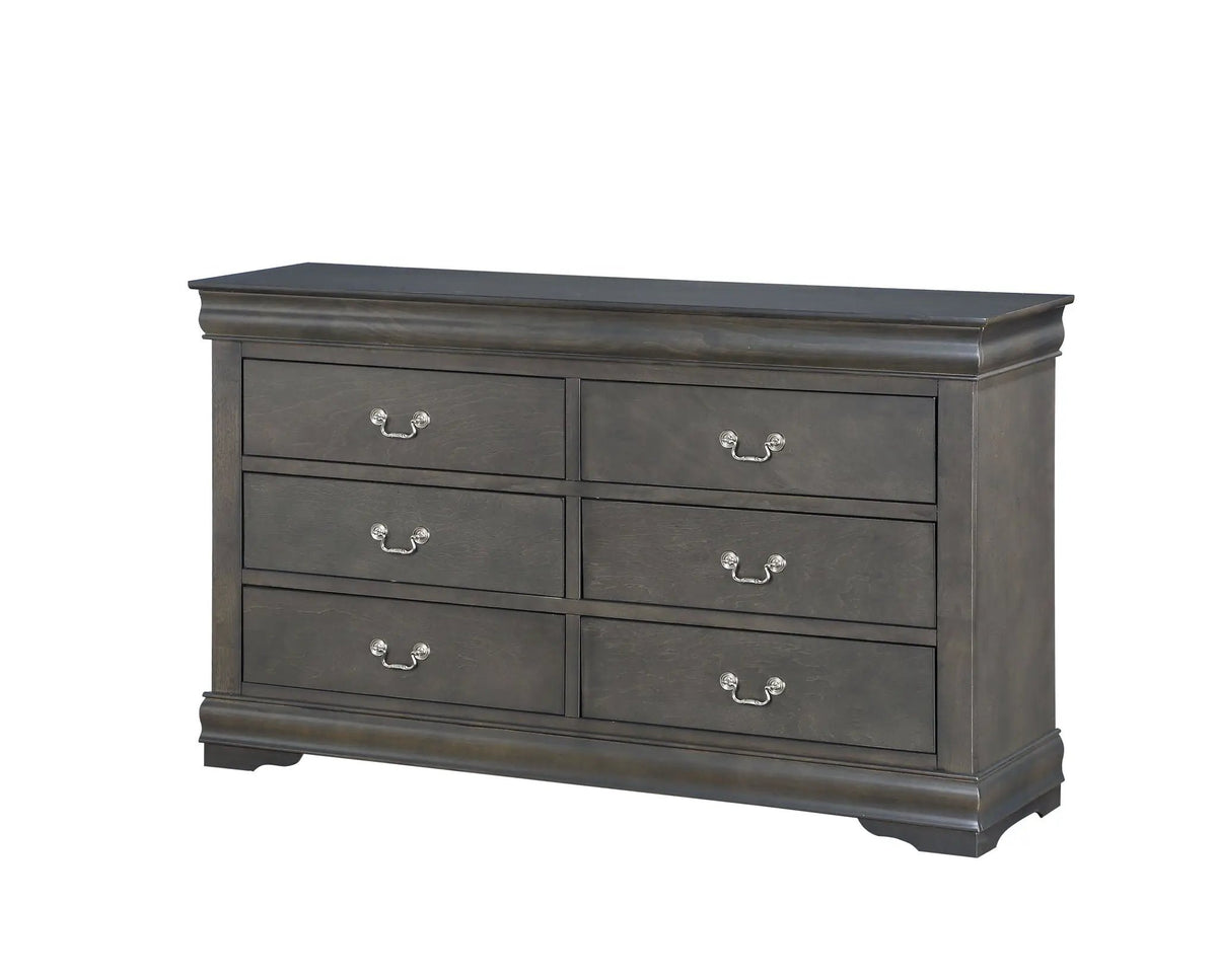 Louis Philippe Bedroom Dresser | Six Drawers | Sleek Design | 57 Inch Width