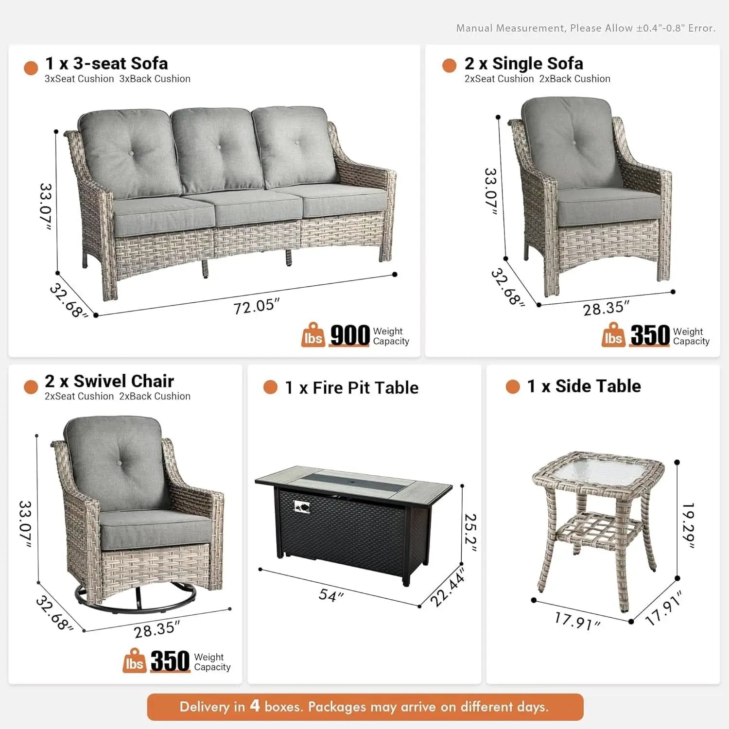 Outdoor Patio Furniture Set with Fire Pit Table from PriceLows™