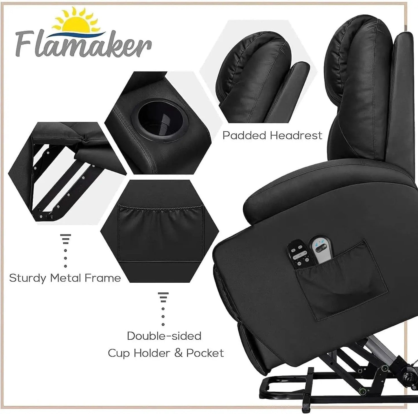 Power Lift Recliner Chair Leather With Massage For Elderly from PriceLows™