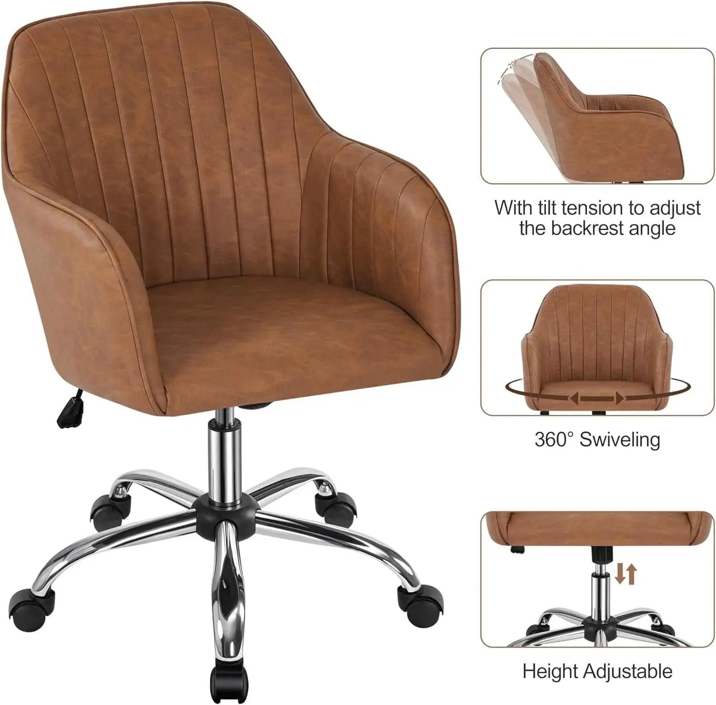 Height Adjustable Brown Ergonomic Office Desk Chair from PriceLows™