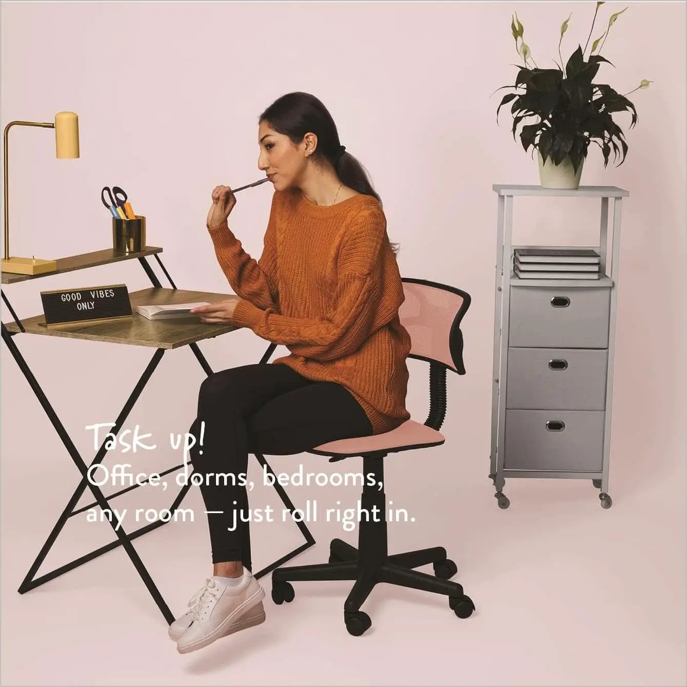 Blush Adjustable Swivel Mesh Desk Chair For Office from PriceLows™