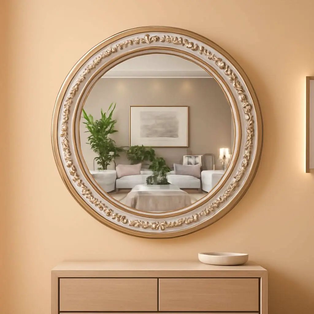 24 Inch Round Wood Bathroom Mirror Rustic Farmhouse Frame from PriceLows™