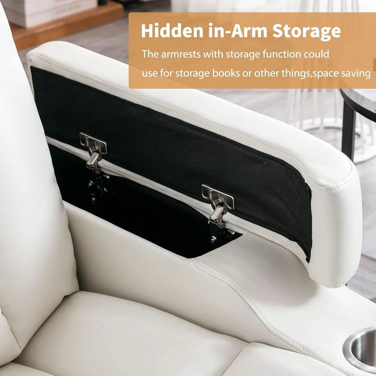 White Power Recliner Chair Set Of 2 With USB Ports from PriceLows™