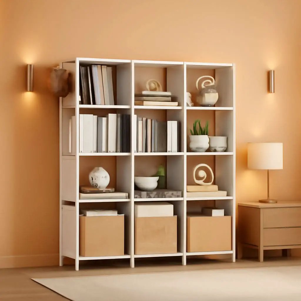 Book Shelf 12 Cube Storage Organizer White Closet Rack from PriceLows™
