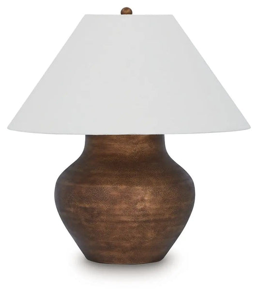 Whitham Metal Table Lamp | 22.25 x 22.25 x 23.25 in | Fabric & Metal | Antique Copper Finish