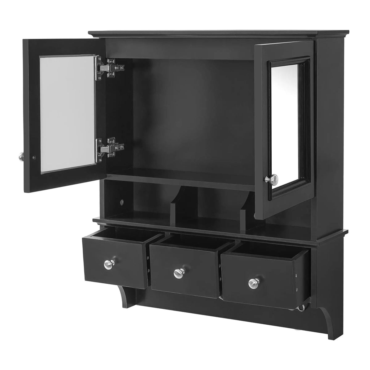 Bathroom Mirror Cabinet With Drawers | Organizer Hooks | High-Definition Mirrors | Soft-Close Hardware