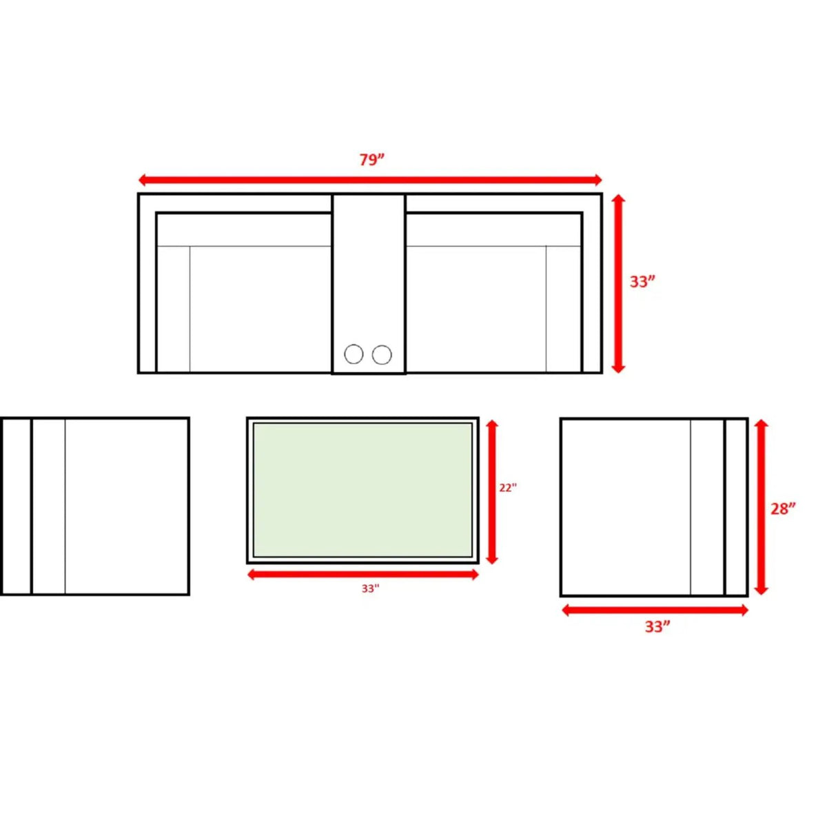 Outdoor Rattan Sectional Set | Half-Round HDPE Wicker | Rustproof Aluminum Frame | Fully Assembled