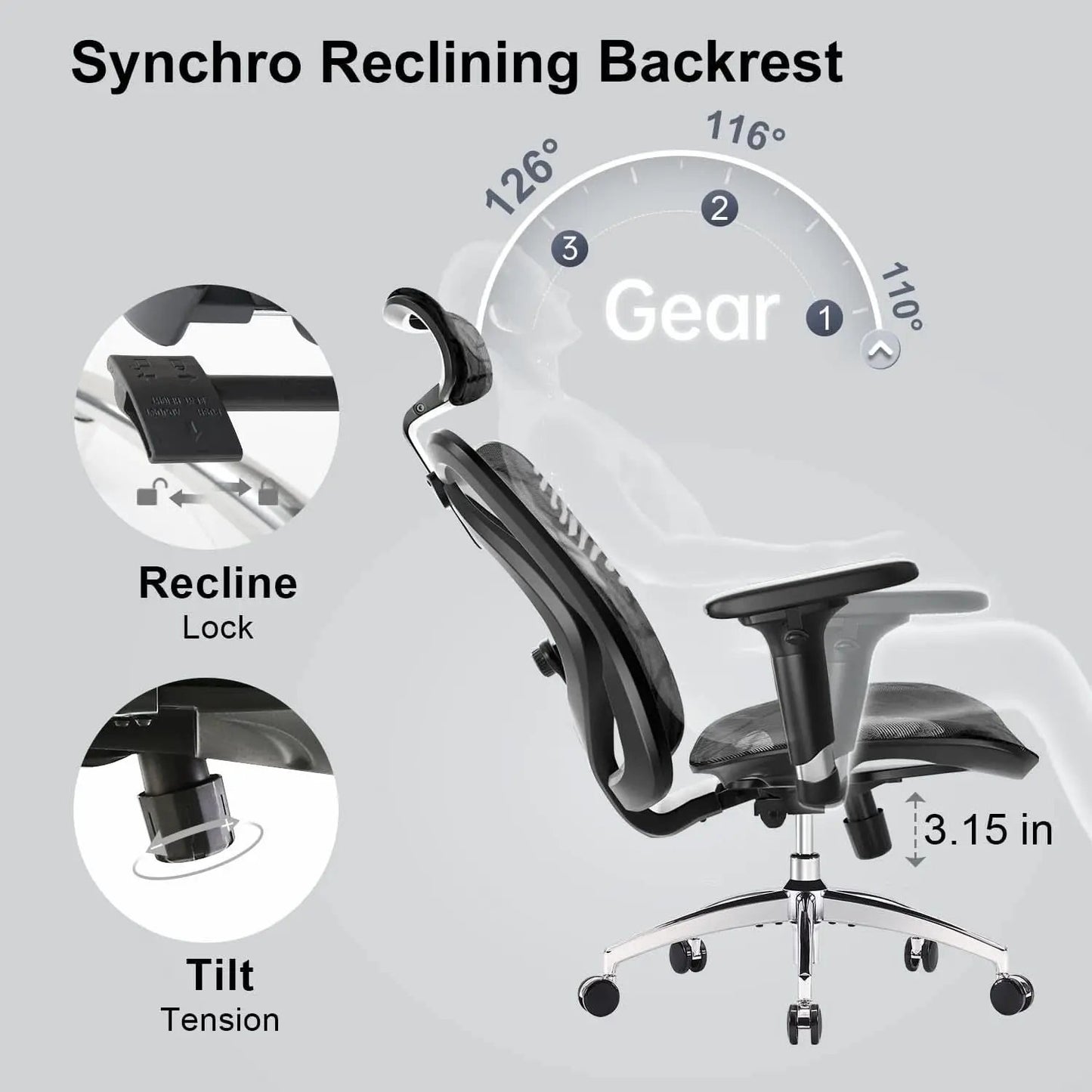 Ergonomic Mesh Office Chair With Adjustable Headrest And Lumbar Support from PriceLows™