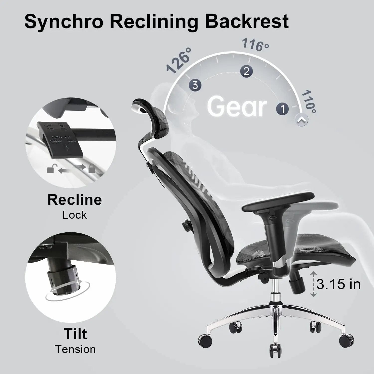 Ergonomic Mesh Office Chair With Adjustable Headrest And Lumbar Support from PriceLows™