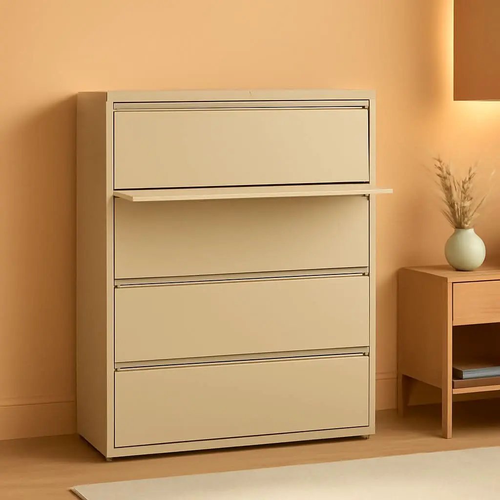 Four Drawer Lateral File Cabinet 42 By 18-5/8 By 52-1/2 Inch Putty from PriceLows™