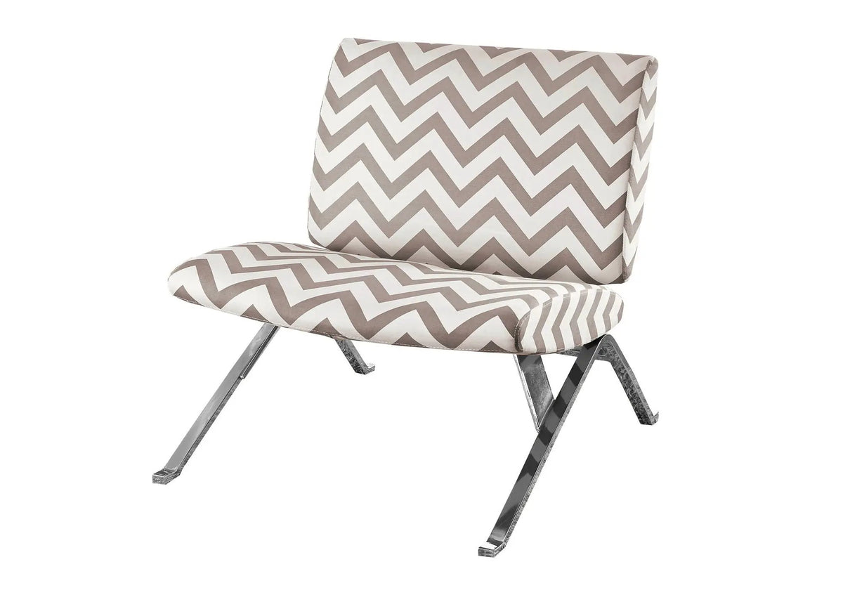 Armless Accent Chair | Chevron Pattern Fabric | Teal Accent | High-Density Foam Padding