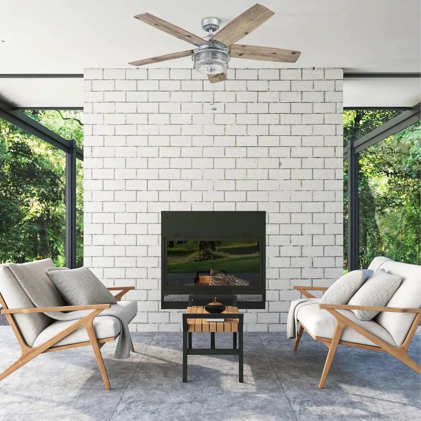 52 Inch Indoor Outdoor Ceiling Fan LED Light Dual Mount from PriceLows™