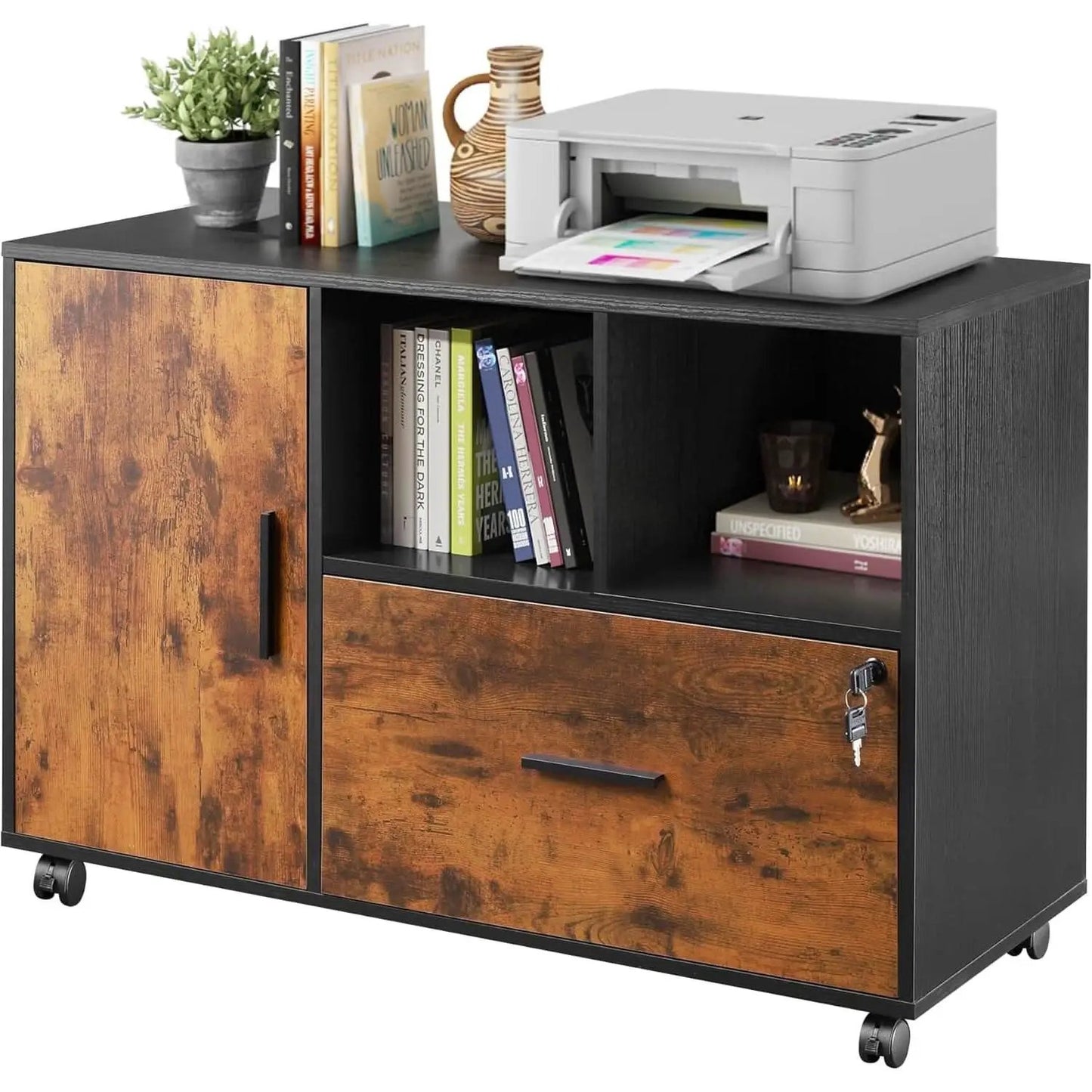 Locking Lateral File Cabinet With Printer Stand System from PriceLows™